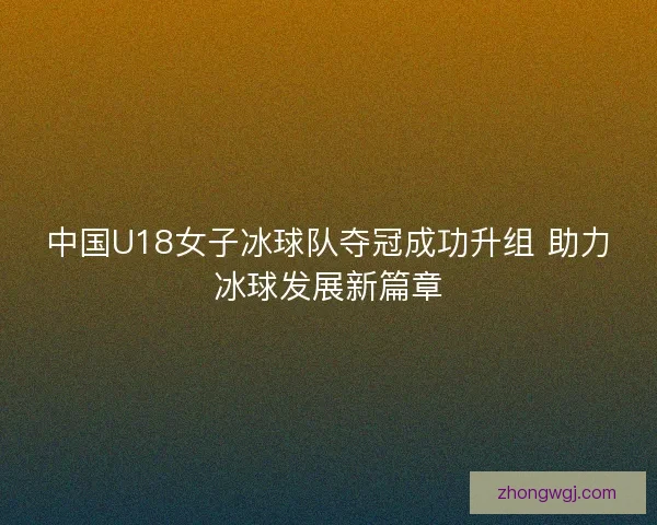中国U18女子冰球队夺冠成功升组 助力冰球发展新篇章